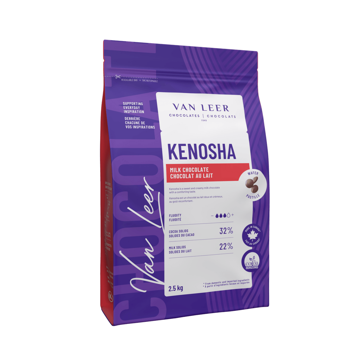 Van Leer Kenosha 32% milk chocolate 2.5 kg bag