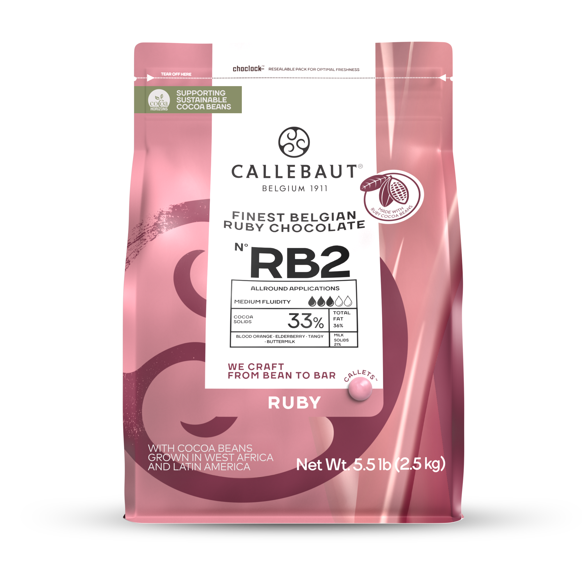 Callebaut Ruby RB2 chocolate callets 2.5 kg bag