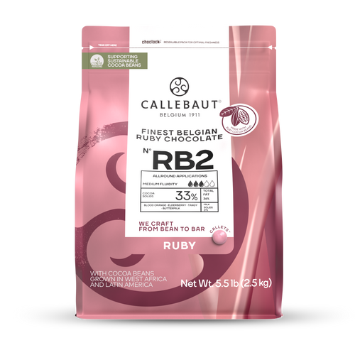 Callebaut Ruby RB2 chocolate callets 2.5 kg bag