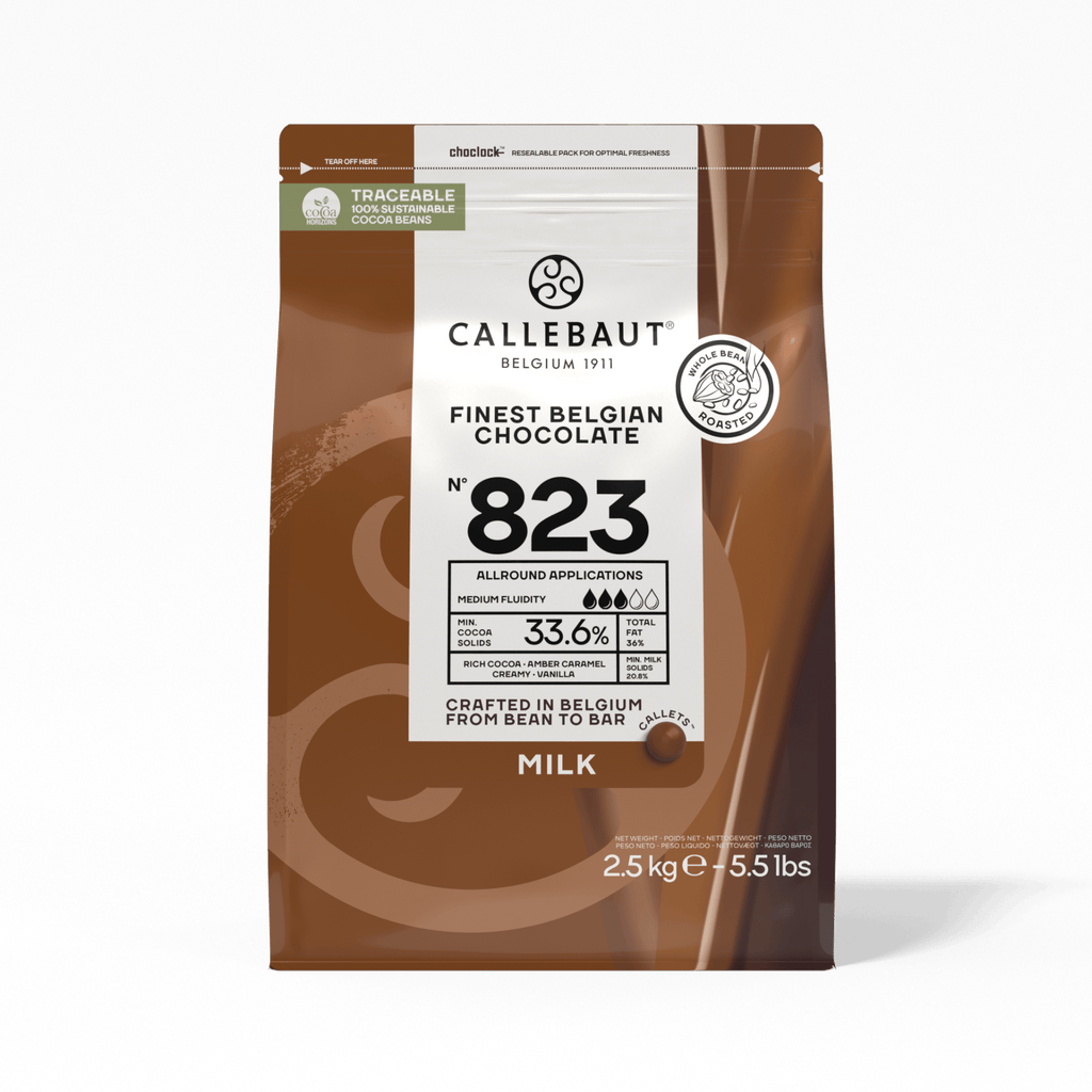 Callebaut 823 milk chocolate callets packaging