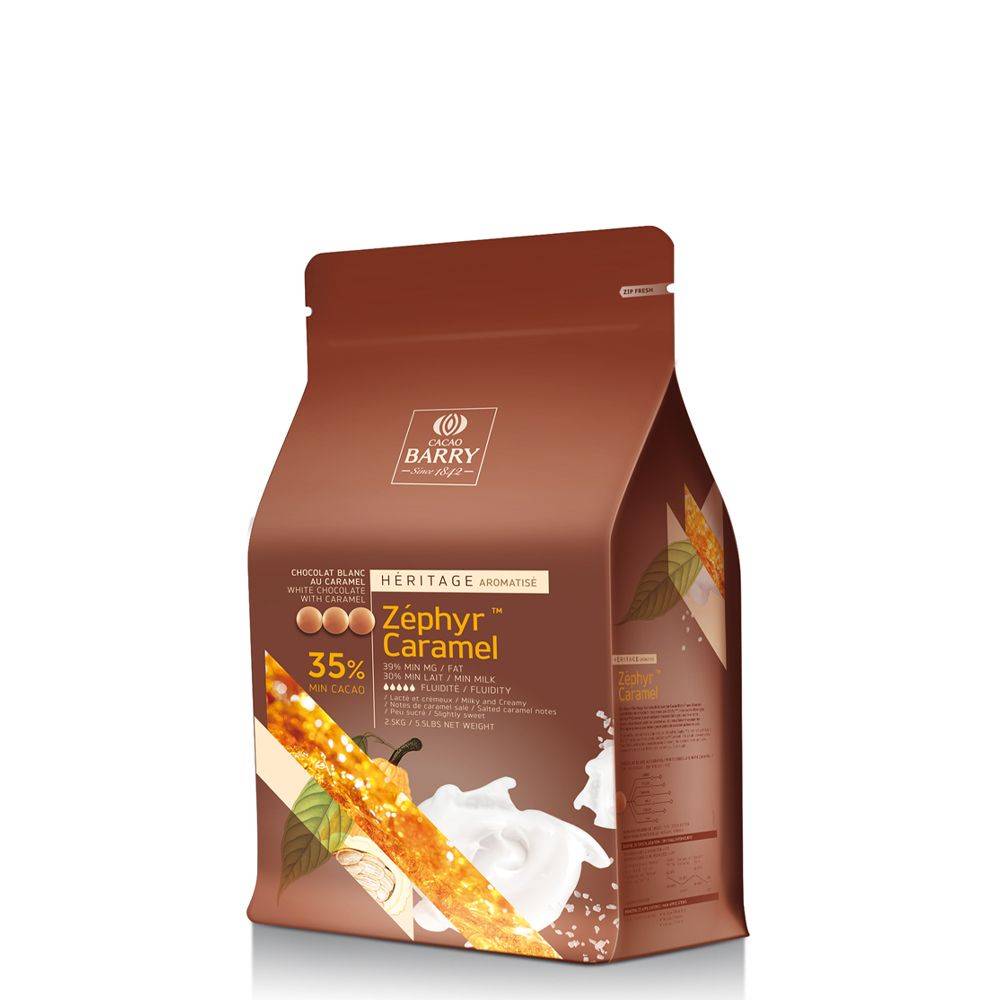 Cacao Barry Zephyr Caramel 35% white chocolate pistols 2.5 kg bag
