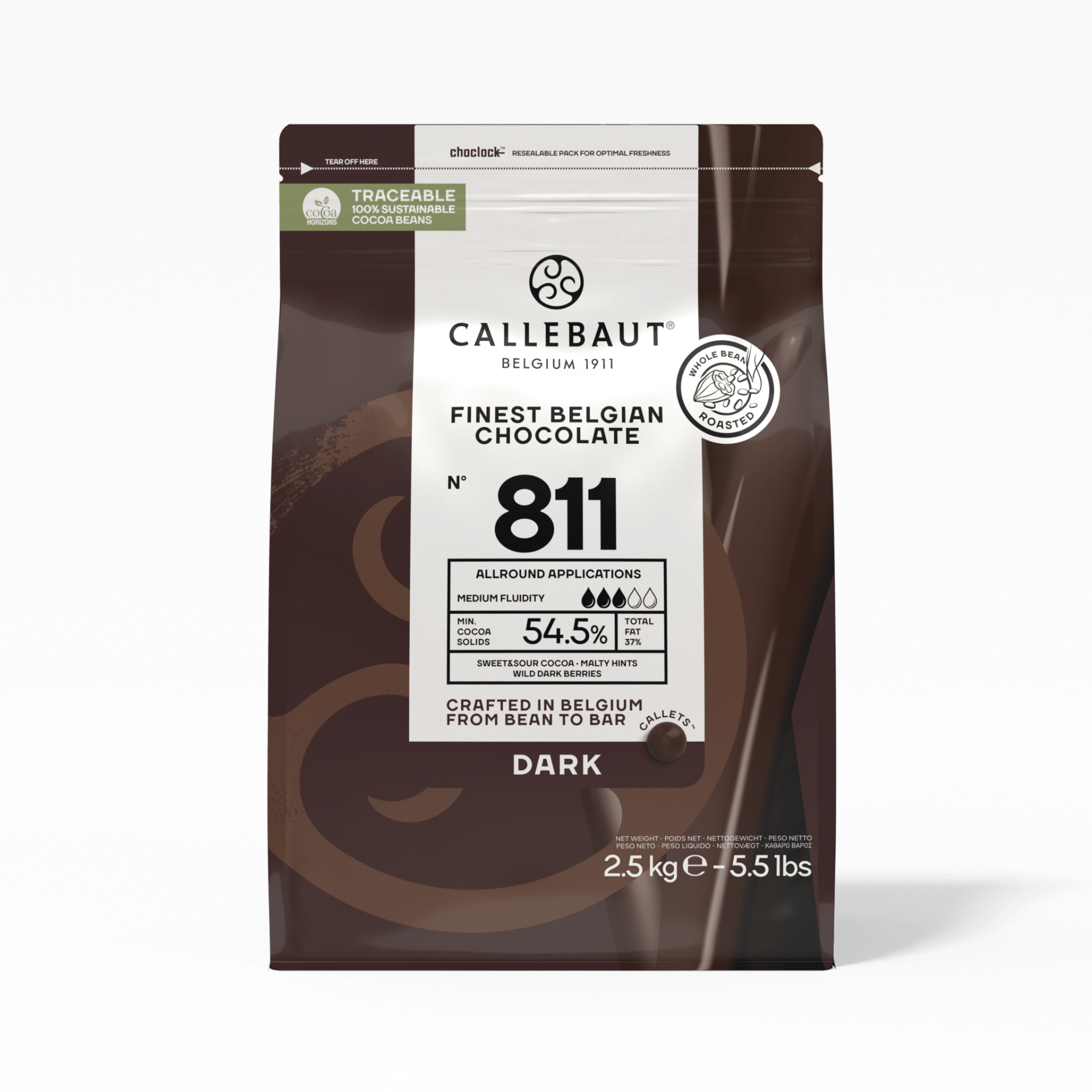 Callebaut 811 dark chocolate callets 2.5kg bag