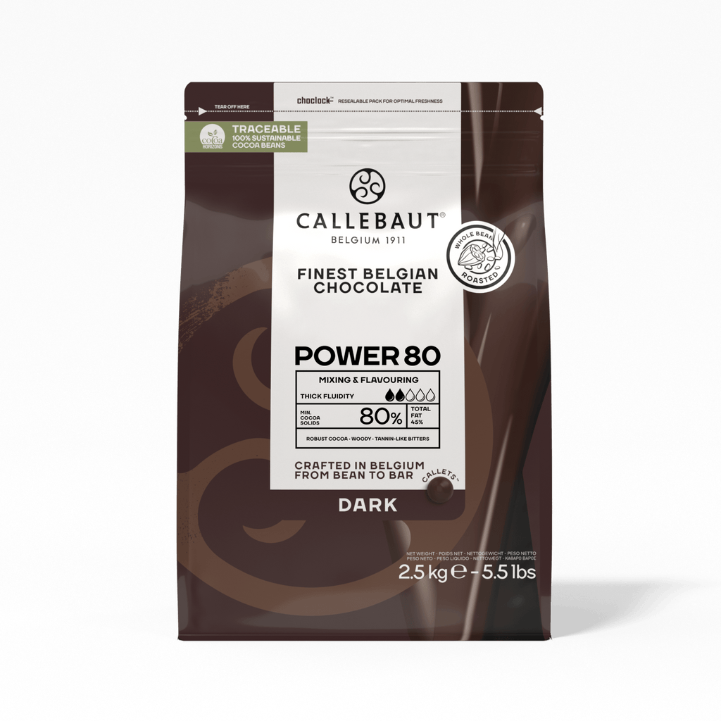 Callebaut Power 80 dark chocolate callets packaging