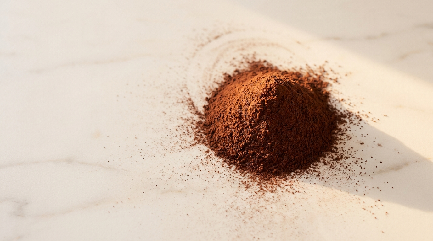 Alkalized cocoa powder on marble