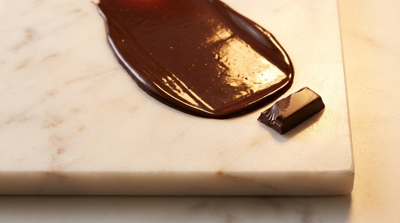 Tempered chocolate set with a high gloss and clean snap